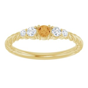 10K Yellow Gold  Natural Citrine & 1/6 CTW Lab-Grown Diamond Stackable Family Ring – image 3