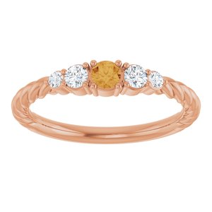 14K Rose Gold  Natural Citrine & 1/6 CTW Natural Diamond Stackable Family Ring – image 3