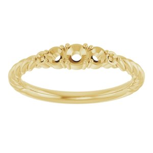 10K Yellow Gold  3 mm Round Accented Stackable Rope Family Ring Mounting – image 6
