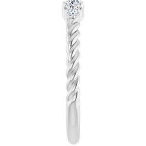 14K White Gold  3 mm Round Accented Stackable Rope Family Ring Mounting – image 7