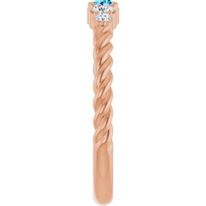 14K Rose Gold  Natural Aquamarine & 1/6 CTW Lab-Grown Diamond Stackable Family Ring – image 4