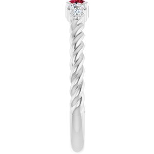 Sterling Silver  Natural Ruby & 1/6 CTW Natural Diamond Stackable Family Ring – image 4