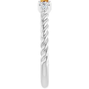 Platinum  Natural Citrine & 1/6 CTW Natural Diamond Stackable Family Ring – image 4