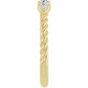 10K Yellow Gold 3 mm Round 1/6 CTW Natural Diamond Semi-Set Rope Stackable Family Ring – image 7