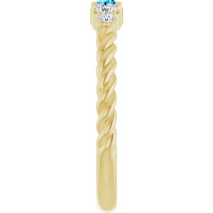 14K Yellow Gold  Natural Aquamarine & 1/6 CTW Natural Diamond Stackable Family Ring – image 4