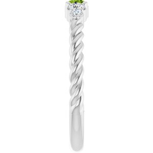 Platinum  Natural Peridot & 1/6 CTW Natural Diamond Stackable Family Ring – image 4