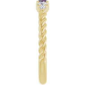 14K Yellow Gold  Lab-Grown Alexandrite & 1/6 CTW Lab-Grown Diamond Stackable Family Ring – image 4