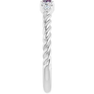 Sterling Silver  Lab-Grown Alexandrite & 1/6 CTW Lab-Grown Diamond Stackable Family Ring – image 4