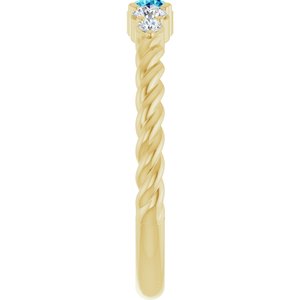 14K Yellow Gold  Natural Blue Zircon & 1/6 CTW Natural Diamond Stackable Family Ring – image 4
