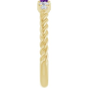 10K Yellow Gold  Natural Amethyst & 1/6 CTW Lab-Grown Diamond Stackable Family Ring – image 4