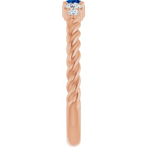 14K Rose Gold  Lab-Grown Blue Sapphire & 1/6 CTW Lab-Grown Diamond Stackable Family Ring – image 4