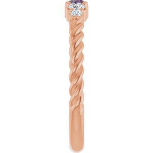 14K Rose Gold  Lab-Grown Alexandrite & 1/6 CTW Lab-Grown Diamond Stackable Family Ring – image 4