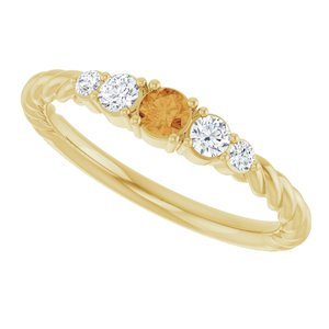 10K Yellow Gold  Natural Citrine & 1/6 CTW Lab-Grown Diamond Stackable Family Ring – image 5