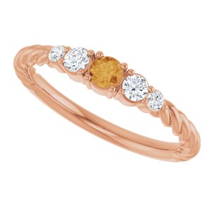 14K Rose Gold  Natural Citrine & 1/6 CTW Lab-Grown Diamond Stackable Family Ring – image 5