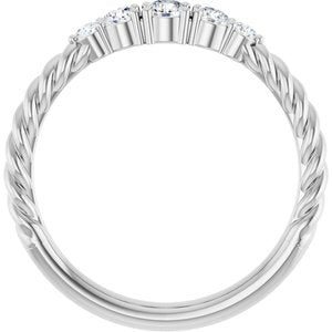 Platinum 3 mm Round 1/6 CTW Lab-Grown Diamond Semi-Set Rope Stackable Family Ring – image 3