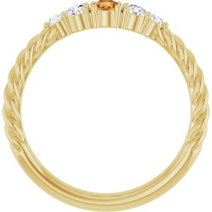 10K Yellow Gold  Natural Citrine & 1/6 CTW Lab-Grown Diamond Stackable Family Ring – image 2