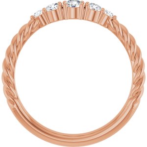 14K Rose Gold  3 mm Round Accented Stackable Rope Family Ring Mounting – image 3