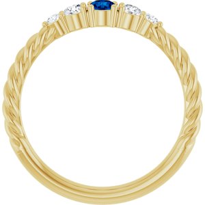 10K Yellow Gold  Lab-Grown Blue Sapphire & 1/6 CTW Natural Diamond Stackable Family Ring – image 2