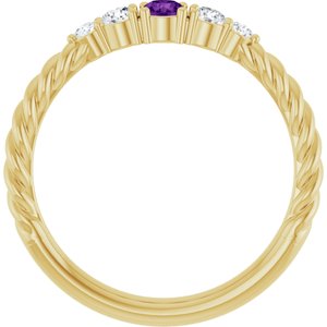 14K Yellow Gold  Natural Amethyst & 1/6 CTW Natural Diamond Stackable Family Ring – image 2