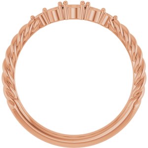 14K Rose Gold  3 mm Round Accented Stackable Rope Family Ring Mounting – image 4
