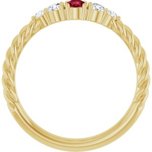 14K Yellow Gold  Natural Ruby & 1/6 CTW Lab-Grown Diamond Stackable Family Ring – image 2