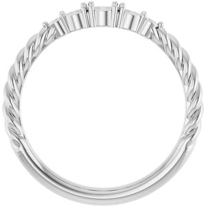 Sterling Silver  3 mm Round Accented Stackable Rope Family Ring Mounting – image 4