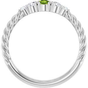 Sterling Silver  Natural Peridot & 1/6 CTW Lab-Grown Diamond Stackable Family Ring – image 2