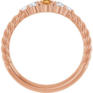 14K Rose Gold  Natural Citrine & 1/6 CTW Natural Diamond Stackable Family Ring – image 2