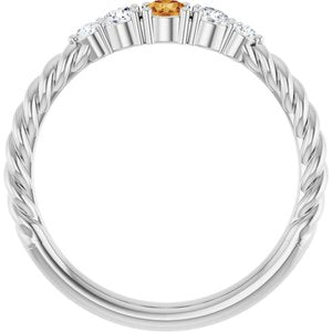 14K White Gold  Natural Citrine & 1/6 CTW Natural Diamond Stackable Family Ring – image 2