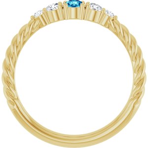 14K Yellow Gold  Natural Blue Zircon & 1/6 CTW Natural Diamond Stackable Family Ring – image 2
