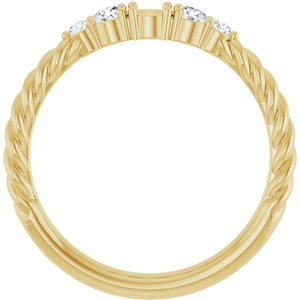 10K Yellow Gold 3 mm Round 1/6 CTW Lab-Grown Diamond Semi-Set Rope Stackable Family Ring – image 4