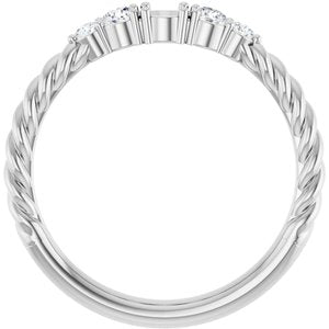 Sterling Silver 3 mm Round 1/6 CTW Lab-Grown Diamond Semi-Set Rope Stackable Family Ring – image 4