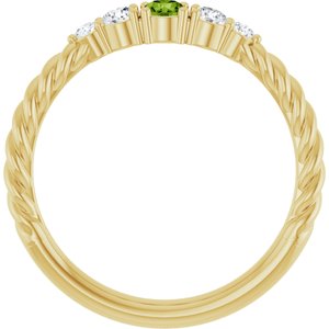 14K Yellow Gold  Natural Peridot & 1/6 CTW Natural Diamond Stackable Family Ring – image 2