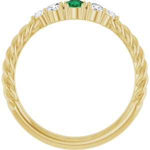 10K Yellow Gold  Natural Emerald & 1/6 CTW Lab-Grown Diamond Stackable Family Ring – image 2