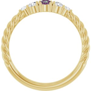 10K Yellow Gold  Lab-Grown Alexandrite & 1/6 CTW Lab-Grown Diamond Stackable Family Ring – image 2