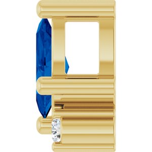 14K Yellow Gold Lab-Grown Blue Sapphire & .03 CTW Natural Diamond Slide Pendant – image 3