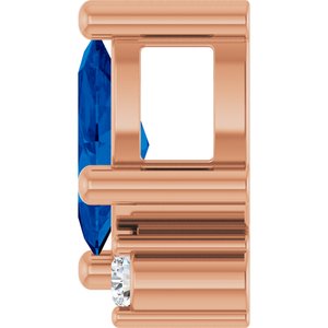 14K Rose Gold Lab-Grown Blue Sapphire & .03 CTW Natural Diamond Slide Pendant – image 3