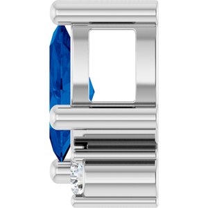 14K White Gold Lab-Grown Blue Sapphire & .03 CTW Natural Diamond Slide Pendant – image 3