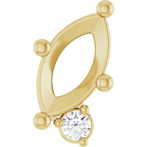 10K Yellow Gold 7x3.5 mm Marquise .03 CT Natural Diamond Semi-Set Slide Pendant – image 2