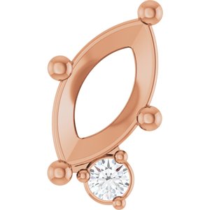 14K Rose Gold 7x3.5 mm Marquise .03 CT Natural Diamond Semi-Set Slide Pendant – image 2