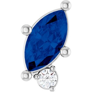 Platinum Lab-Grown Blue Sapphire & .03 CTW Lab-Grown Diamond Slide Pendant