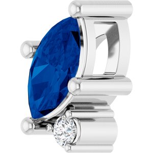Sterling Silver Lab-Grown Blue Sapphire & .03 CTW Lab-Grown Diamond Slide Pendant – image 2