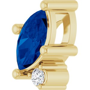 14K Yellow Gold Lab-Grown Blue Sapphire & .03 CTW Natural Diamond Slide Pendant – image 2