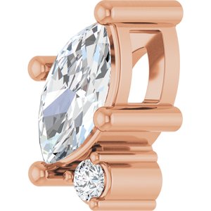 14K Rose Gold 7x3.5 mm Marquise .03 CT Natural Diamond Semi-Set Slide Pendant – image 3
