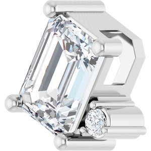 Platinum 7x5 mm Emerald .03 CT Natural Diamond Semi-Set Slide Pendant – image 3