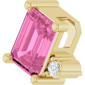 14K Yellow Gold Lab-Grown Pink Sapphire & .03 CTW Natural Diamond Slide Pendant – image 2