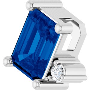 Platinum Lab-Grown Blue Sapphire & .03 CTW Lab-Grown Diamond Slide Pendant – image 2