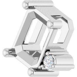10K White Gold 7x5 mm Emerald .03 CT Lab-Grown Diamond Semi-Set Slide Pendant – image 4