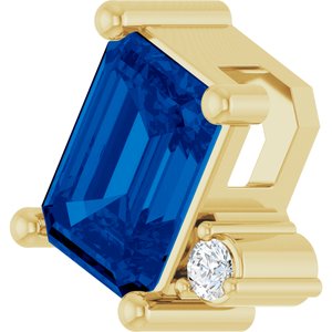14K Yellow Gold Lab-Grown Blue Sapphire & .03 CTW Lab-Grown Diamond Slide Pendant – image 2