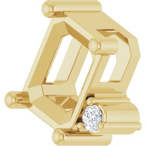 14K Yellow Gold 7x5 mm Emerald .03 CT Lab-Grown Diamond Semi-Set Slide Pendant – image 4